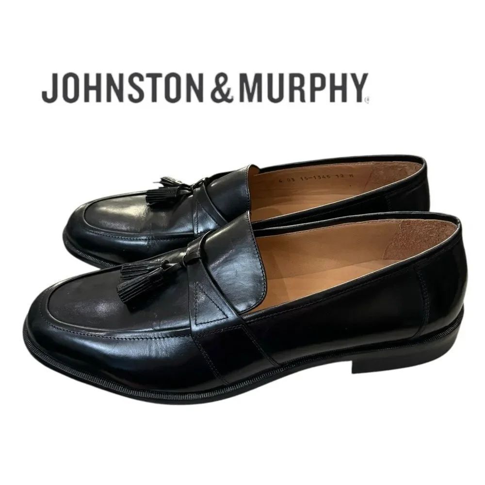 New Johnston & Murphy Men's Horner Black Leather Slip-on Loafers Dress Shoes 12